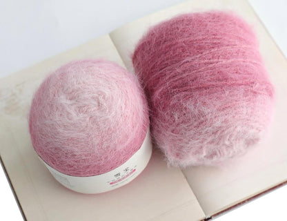 Snowbaby Wool Acrylic Blend Long Pile Yarn,(Worsted) Long Gradient Yarn for Knitting and Crocheting DIY Scarves, Shawls, Blankets, and Clothing, 2x3.52oz/100g 207yds(07-Pink Gradient)