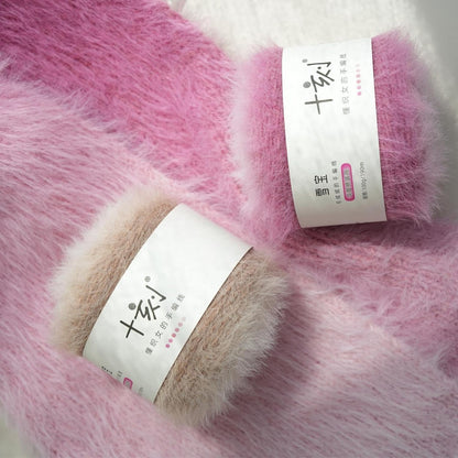 Snowbaby Wool Acrylic Blend Long Pile Yarn,(Worsted) Long Gradient Yarn for Knitting and Crocheting DIY Scarves, Shawls, Blankets, and Clothing, 2x3.52oz/100g 207yds(07-Pink Gradient)