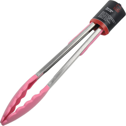 Premium Silicone Cooking Tongs, 12 inch, Pink