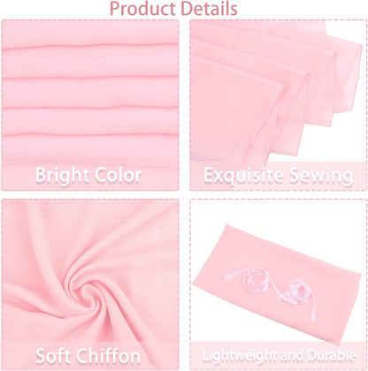 12 Packs Chiffon Table Runner - 27 x 120 Inches Sheer, Romantic for Wedding, Birthday, Party & Baby Shower Decoration (27" x 120", Pink)