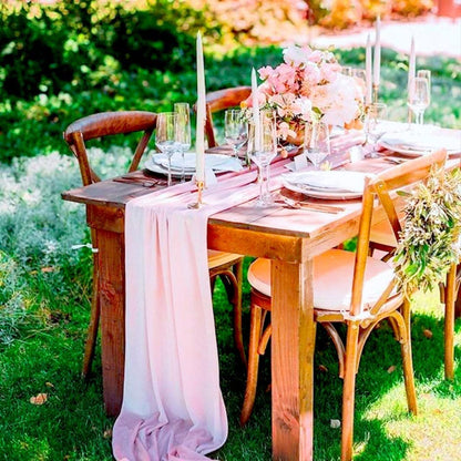 12 Packs Chiffon Table Runner - 27 x 120 Inches Sheer, Romantic for Wedding, Birthday, Party & Baby Shower Decoration (27" x 120", Pink)