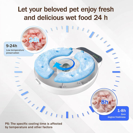 Automatic Wet Food Cat Feeder, Auto Refrigerated Wet Foods Feeder for Cats Dogs 4 Meal Timed Fresh Foods Dispenser with 2 Ice Packs Small Pet Feeders for Kitty Puppy Automatic Cat Dog Food Bowl