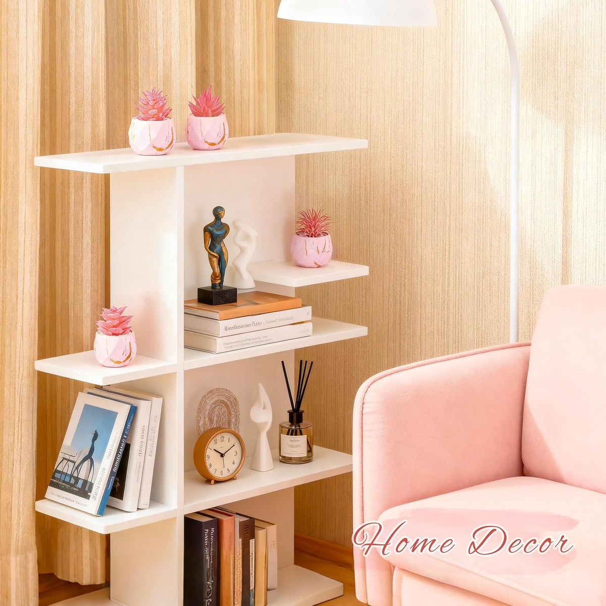 4 Pack Small Fake Succulents in Pink Pots for Office Desk Decor