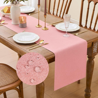 Pink Table Runner Valentines Day Kitchen Dining Coffee Table Decorations Pink Waterproof Farmhouse Table Runners Bridal Baby Shower Wedding Party Decor 16x71Inch