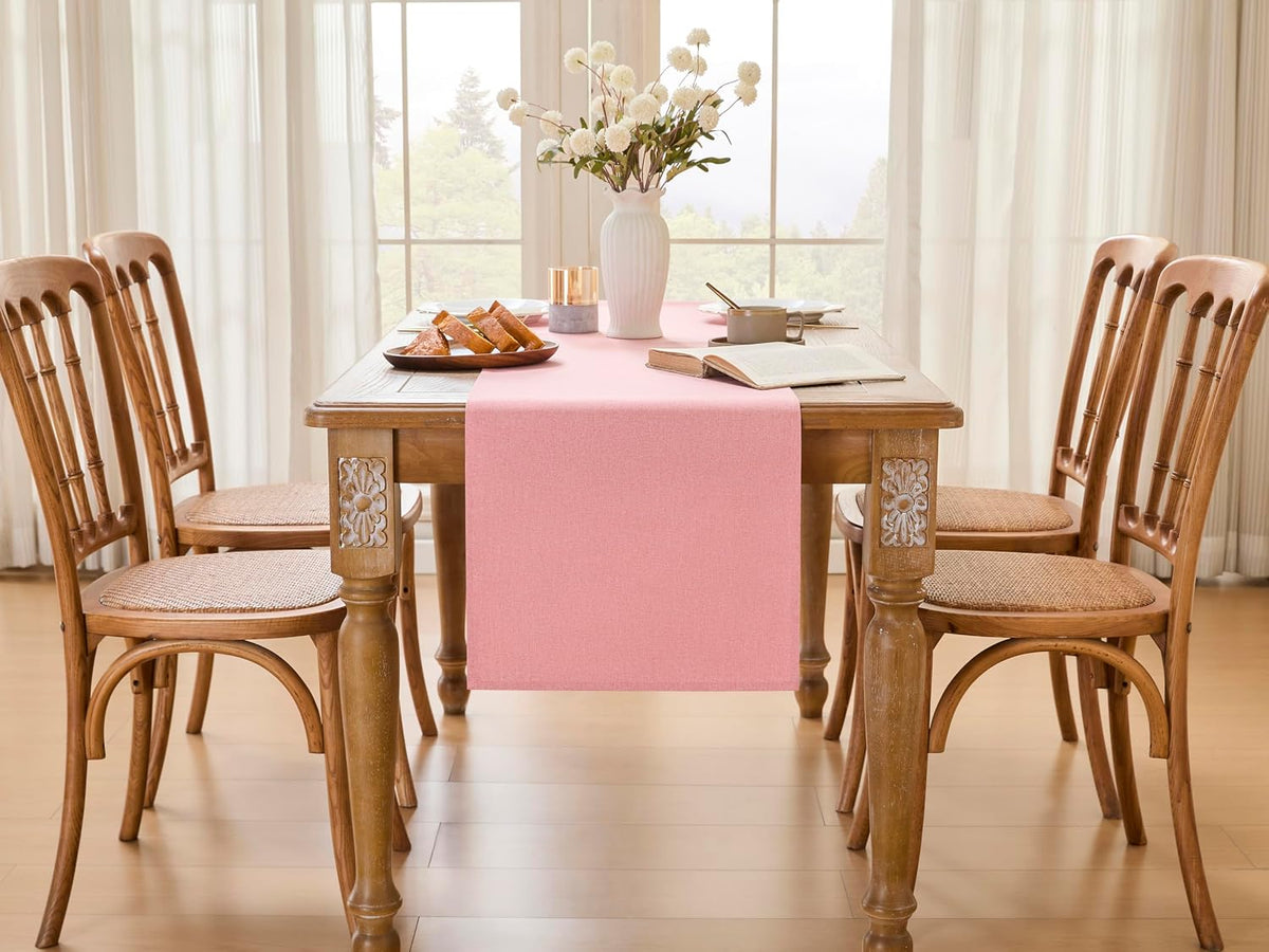 Pink Table Runner Valentines Day Kitchen Dining Coffee Table Decorations Pink Waterproof Farmhouse Table Runners Bridal Baby Shower Wedding Party Decor 16x71Inch