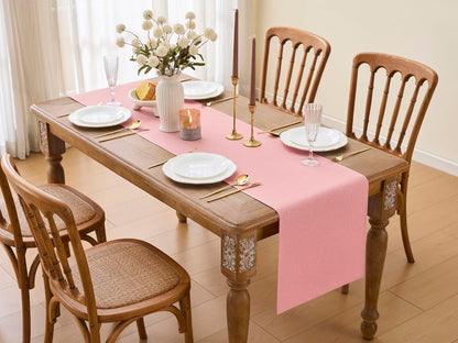 Pink Table Runner Valentines Day Kitchen Dining Coffee Table Decorations Pink Waterproof Farmhouse Table Runners Bridal Baby Shower Wedding Party Decor 16x71Inch