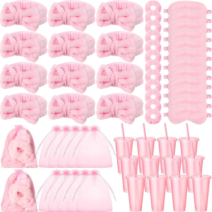 60 Pcs Spa Party Favors for Women, 12 Guest Sleepover Party Supplies, Pink