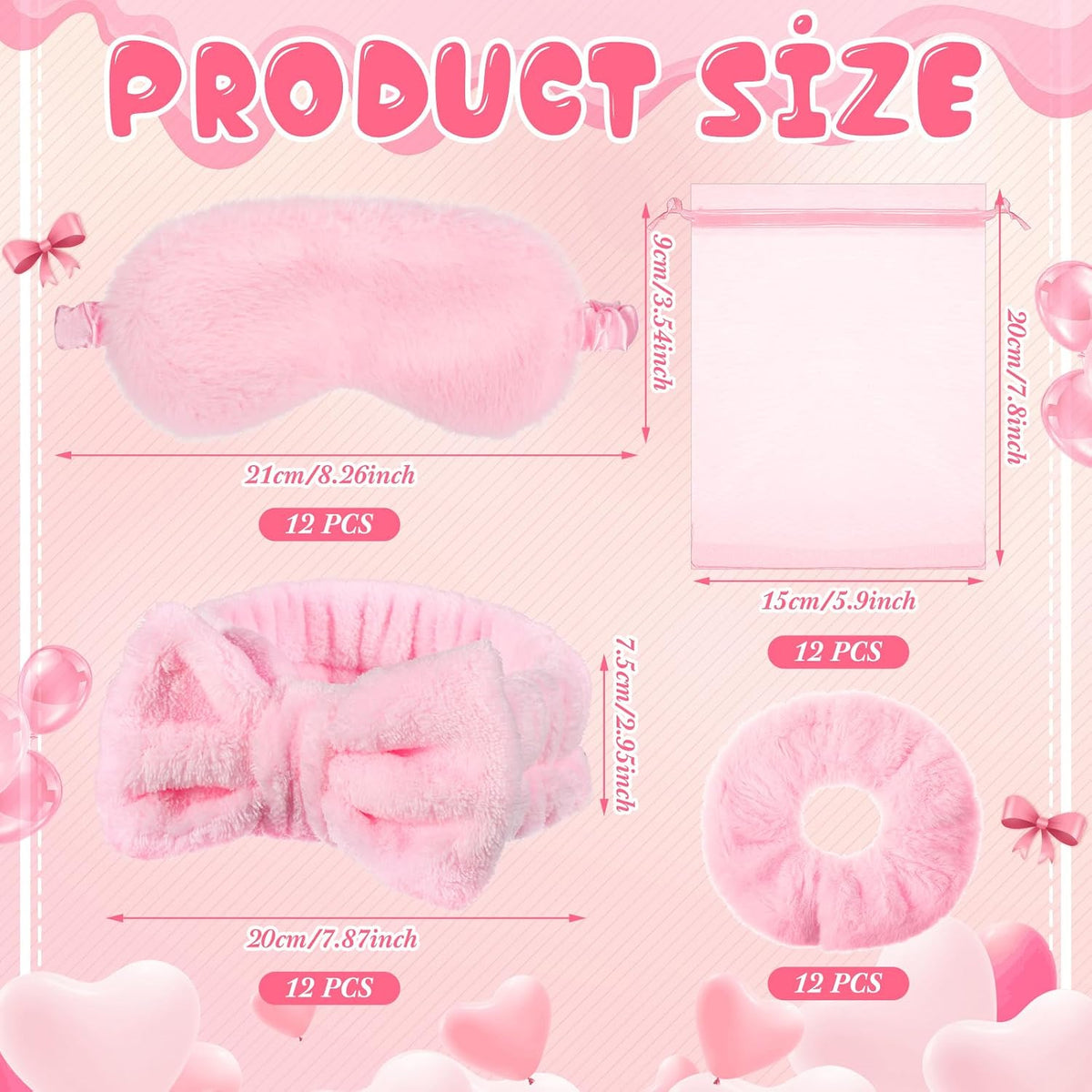 60 Pcs Spa Party Favors for Women, 12 Guest Sleepover Party Supplies, Pink