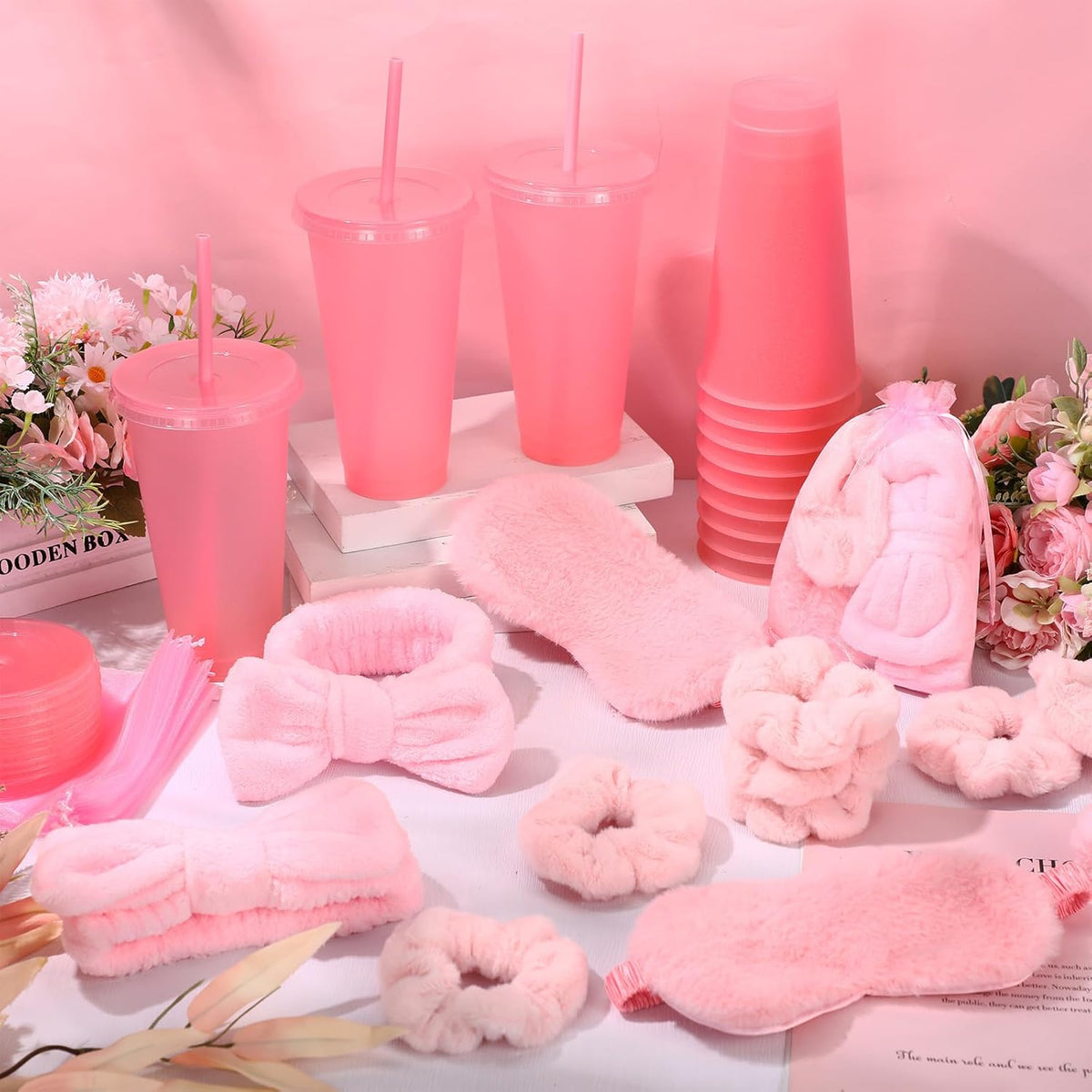 60 Pcs Spa Party Favors for Women, 12 Guest Sleepover Party Supplies, Pink