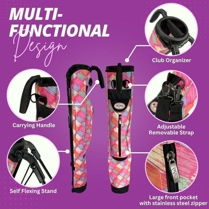 Taboo Fashion Sunday Golf Bags for Women - Lightweight Golf Range Bag with Self Flexing Stand and Shoulder Strap for Driving Range, Par 3 or Executive Course