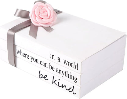 Pink and Grey Room Decor/Fake Books for Decoration/Decorative Book Stack 3 Pieces/in a World Where You Can Be Anything Be Kind