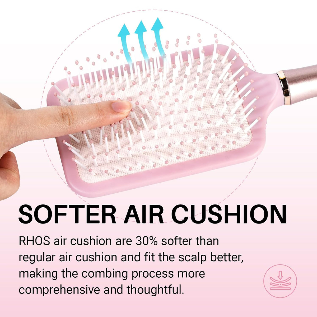 Paddle Brush for Women & Men - Detangler for Thick, Curly, Long, Wet & Dry Hair - Nylon Bristles Square Cushion Brush for Smoothing and Detangling (1 Pack - Pink)