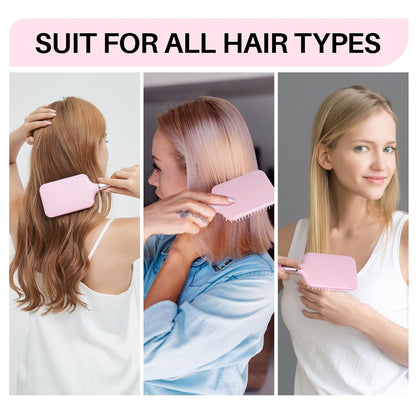 Paddle Brush for Women & Men - Detangler for Thick, Curly, Long, Wet & Dry Hair - Nylon Bristles Square Cushion Brush for Smoothing and Detangling (1 Pack - Pink)