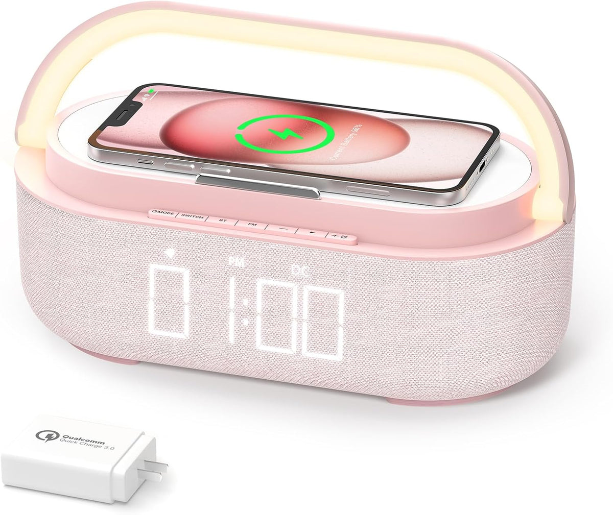 Bluetooth Speaker Alarm Clock & Wireless Charger for Bedside, Home, Office