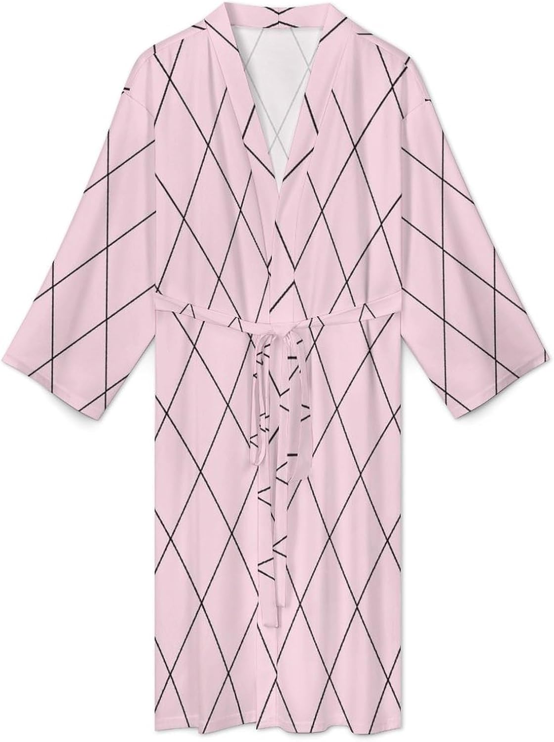 Checkered Pink Pattern Print Robes for Men Women, Soft Bathrobe Long Men Womens Robes Lightweight Cozy Bath Robe