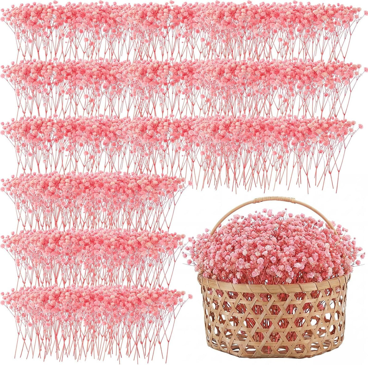 100 Pcs Pink Mini Dried Babys Breath Flower DIY Craft Gift