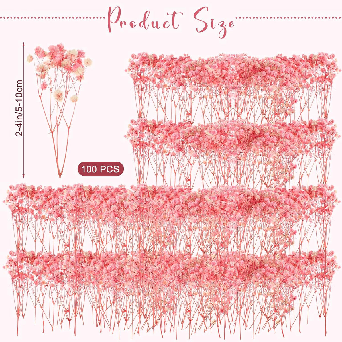 100 Pcs Pink Mini Dried Babys Breath Flower DIY Craft Gift