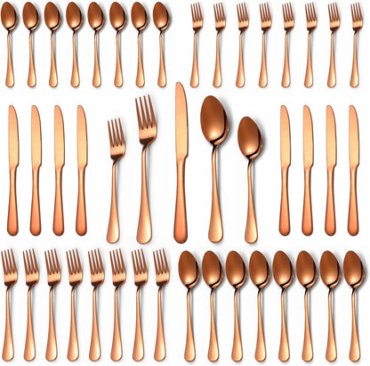 Rose Gold Silverware Set,40-Piece Stainless Steel Flatware Set for 8