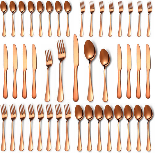 Rose Gold Silverware Set,40-Piece Stainless Steel Flatware Set for 8