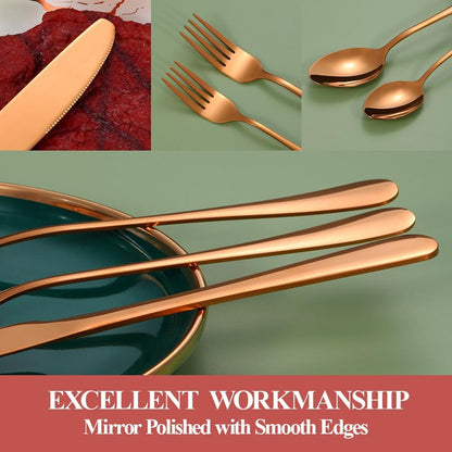 Rose Gold Silverware Set,40-Piece Stainless Steel Flatware Set for 8