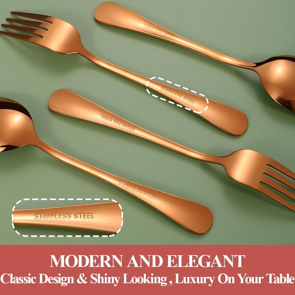Rose Gold Silverware Set,40-Piece Stainless Steel Flatware Set for 8