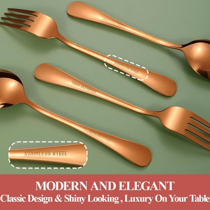 Rose Gold Silverware Set,40-Piece Stainless Steel Flatware Set for 8