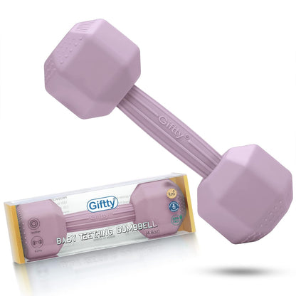 Baby Dumbbell - Silicone Infant Rattle Teething Toy Teether Toddler Sensory Toy Durable Safe Exercises Workout Weight - Great Gift for Girls and Boys (1pcs 4.8oz - Pink)