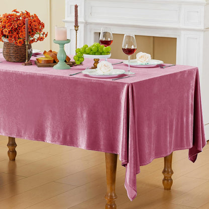 Pink Velvet Tablecloth, 60 x 102 Inch Rectangle Table Cover