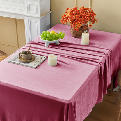 Pink Velvet Tablecloth, 60 x 102 Inch Rectangle Table Cover