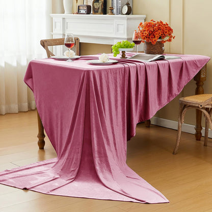 Pink Velvet Tablecloth, 60 x 102 Inch Rectangle Table Cover