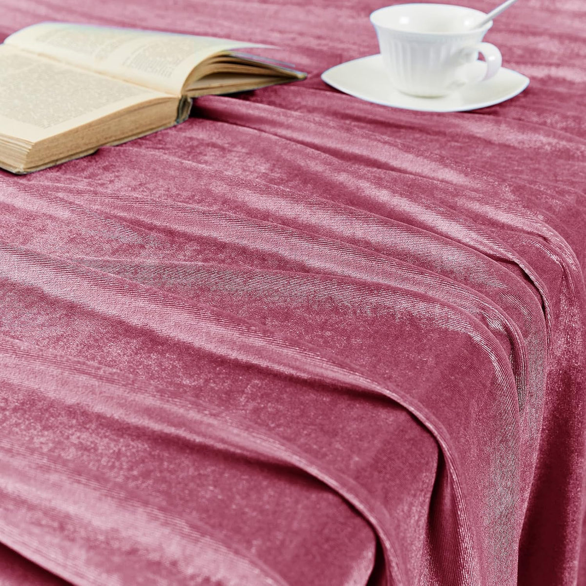 Pink Velvet Tablecloth, 60 x 102 Inch Rectangle Table Cover