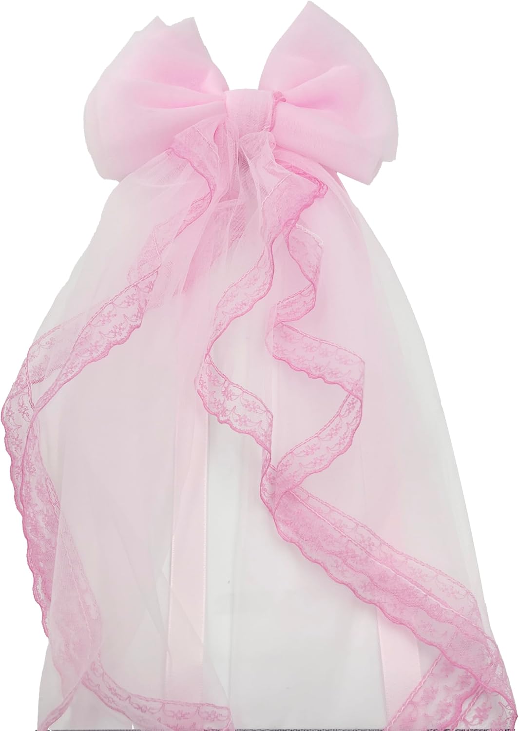2 Pcs Bow Curtain Tiebacks Lace Bowknot Curtain Holdbacks Curtain Tie Straps for Home Office Decorative(Pink)
