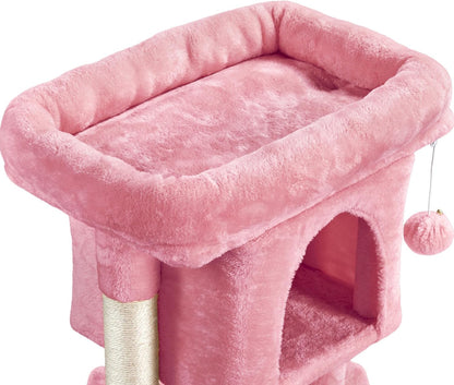 23.5in Small Cat Tree, Extra Large Plush Perch, Soft Condo