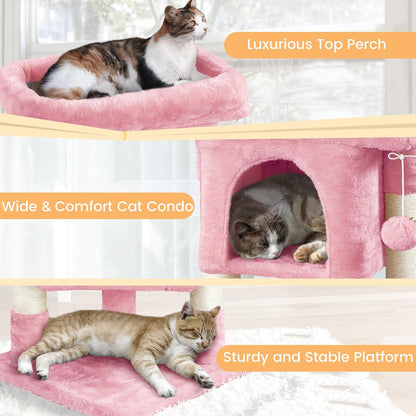23.5in Small Cat Tree, Extra Large Plush Perch, Soft Condo