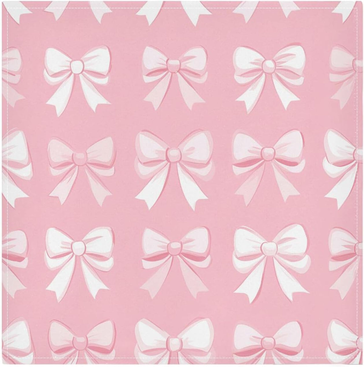 Bows with White on Blush Cloth Napkins Set of 6, Reusable Washable Dinner Table Napkins for Wedding Banquets Party Decor, 20x20 Inch