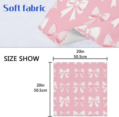 Bows with White on Blush Cloth Napkins Set of 6, Reusable Washable Dinner Table Napkins for Wedding Banquets Party Decor, 20x20 Inch