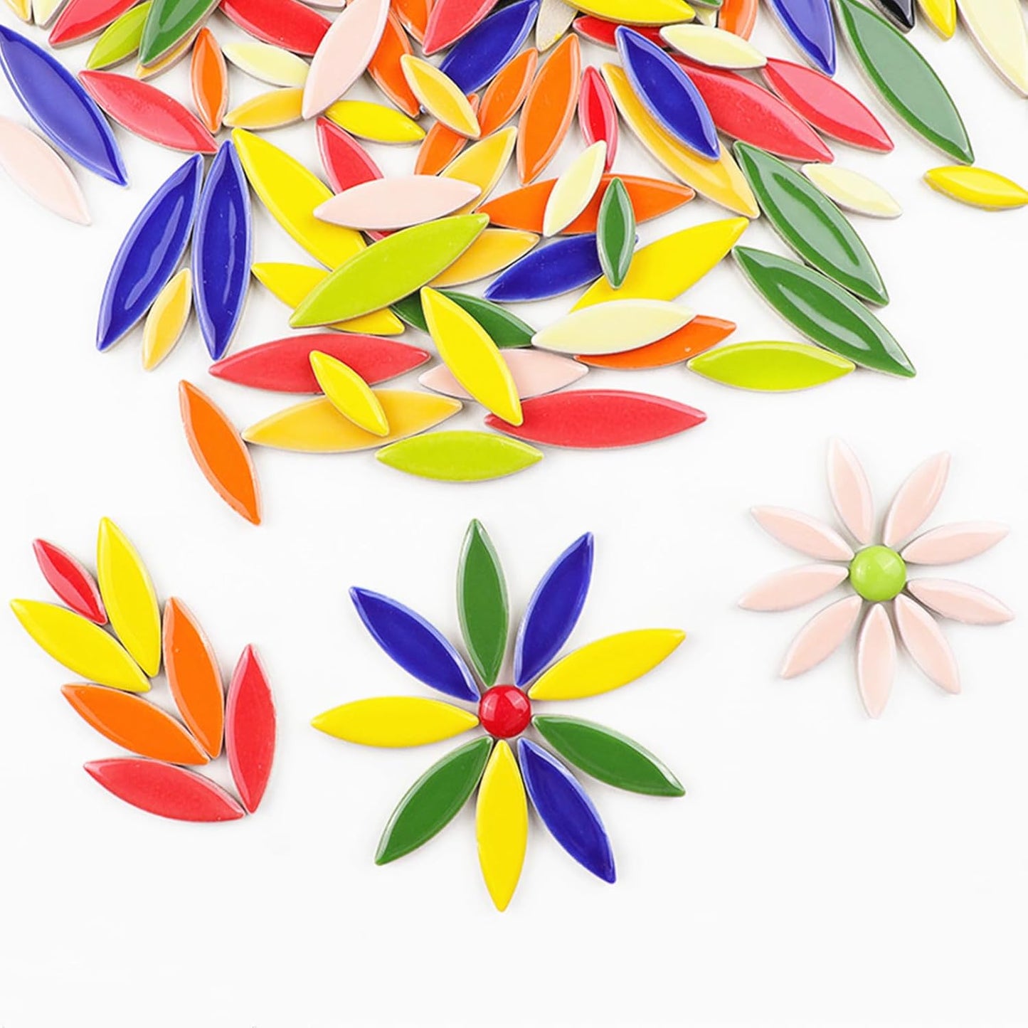 Leaf Petal Ceramic Mosaic Tiles for Crafts, 500g/1.1LB Irregular Mosaic Pieces, Petal Mosaic Tiles DIY Mosaic Making Stones for Craft Hobby Arts Wall Decoration (Pink)