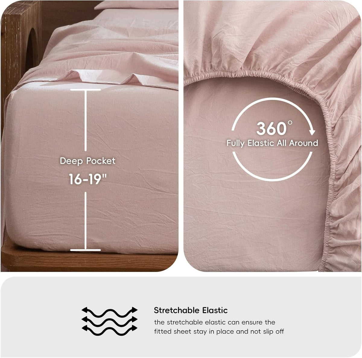 Sheet Set 100% Washed Cotton Linen-Like Extra Deep Pocket Queen
