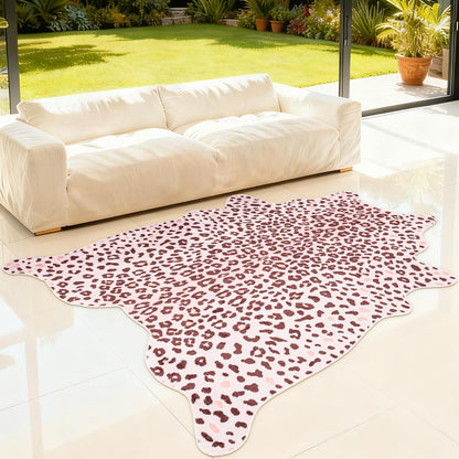 Leopard Rug, Faux Fur Cheetah Print Rug 4.6x5.2 Ft Animal Carpet