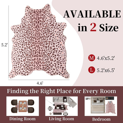 Leopard Rug, Faux Fur Cheetah Print Rug 4.6x5.2 Ft Animal Carpet