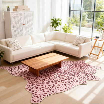 Leopard Rug, Faux Fur Cheetah Print Rug 4.6x5.2 Ft Animal Carpet