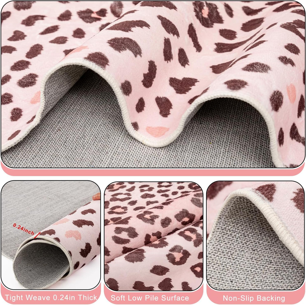 Leopard Rug, Faux Fur Cheetah Print Rug 4.6x5.2 Ft Animal Carpet