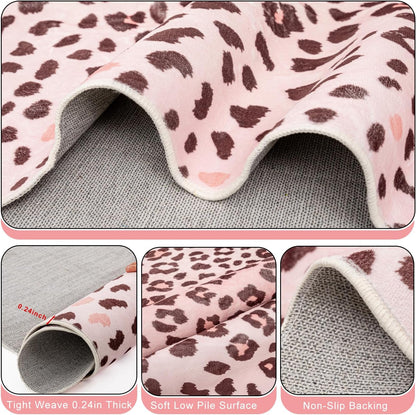 Leopard Rug, Faux Fur Cheetah Print Rug 4.6x5.2 Ft Animal Carpet