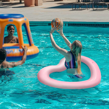 Inflatable Heart Pool Float, Sweet Love Swim Rings Float Loungers Tube for Summer Water Fun Beach Party Toys for Adults