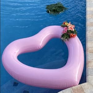 Inflatable Heart Pool Float, Sweet Love Swim Rings Float Loungers Tube for Summer Water Fun Beach Party Toys for Adults