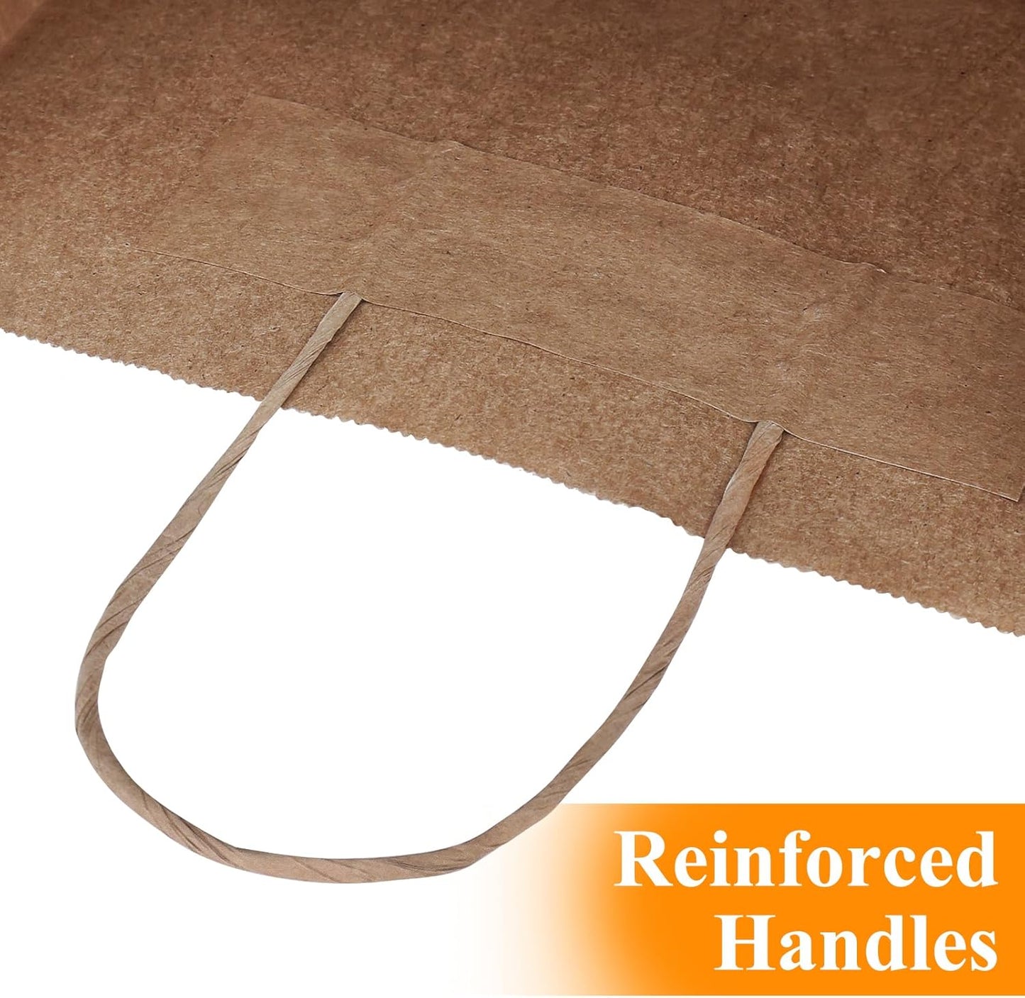 BagDream 10x6.75x12 100Pcs Brown Paper Bags with Handles Bulk, Kraft Shopping Merchandise Retail To Go Bags for Takeout Containers, Wider-gusset Recycled Paper Gift Sacks