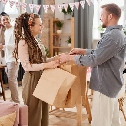 BagDream 10x6.75x12 100Pcs Brown Paper Bags with Handles Bulk, Kraft Shopping Merchandise Retail To Go Bags for Takeout Containers, Wider-gusset Recycled Paper Gift Sacks