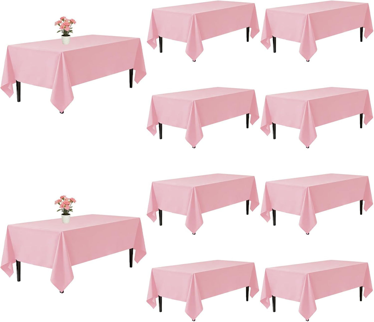 10 Pack Pink Rectangle Tablecloth 60x102 Inch for 6 Foot Tables