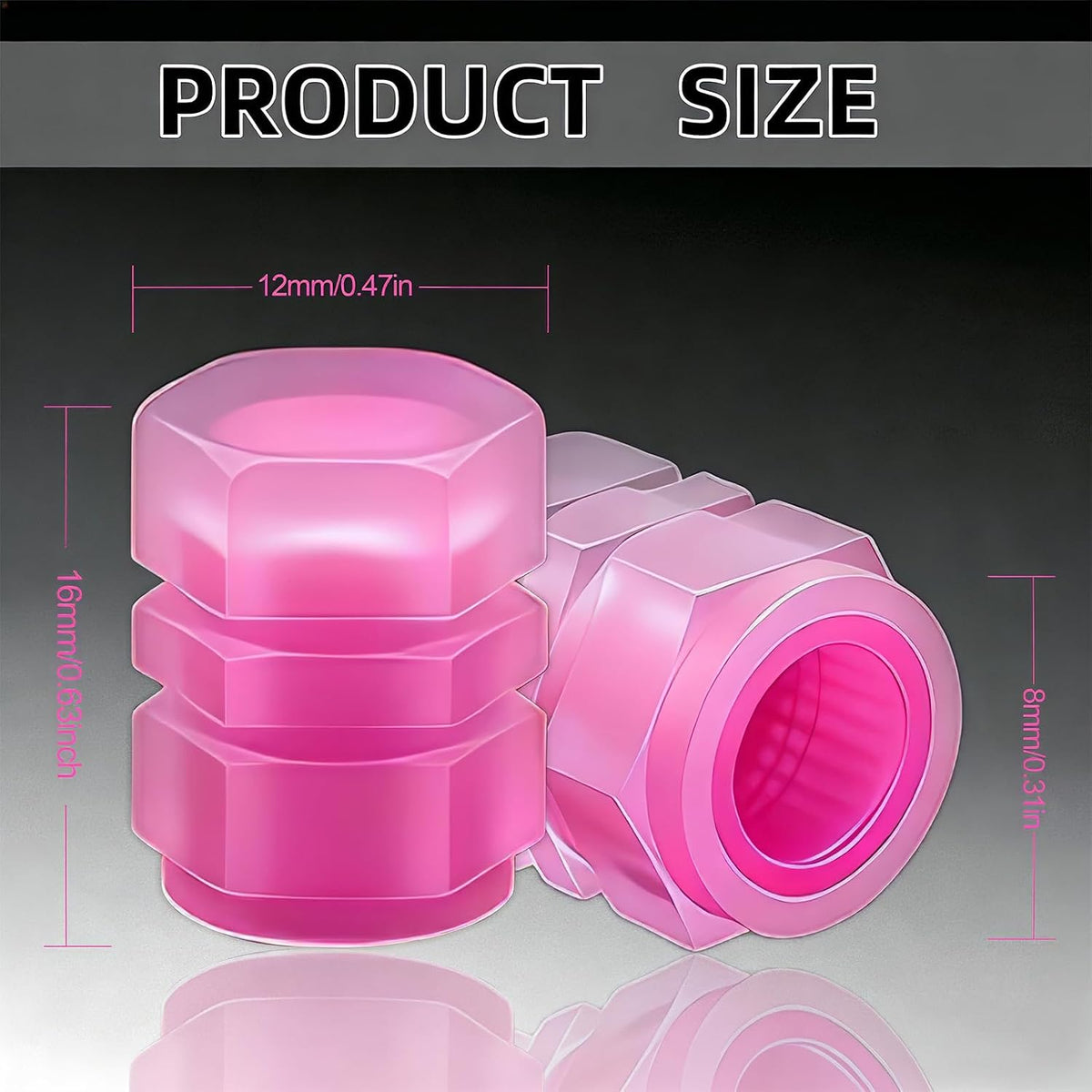 20 Pcs Glow in The Dark Tire Valve Caps (Pink)