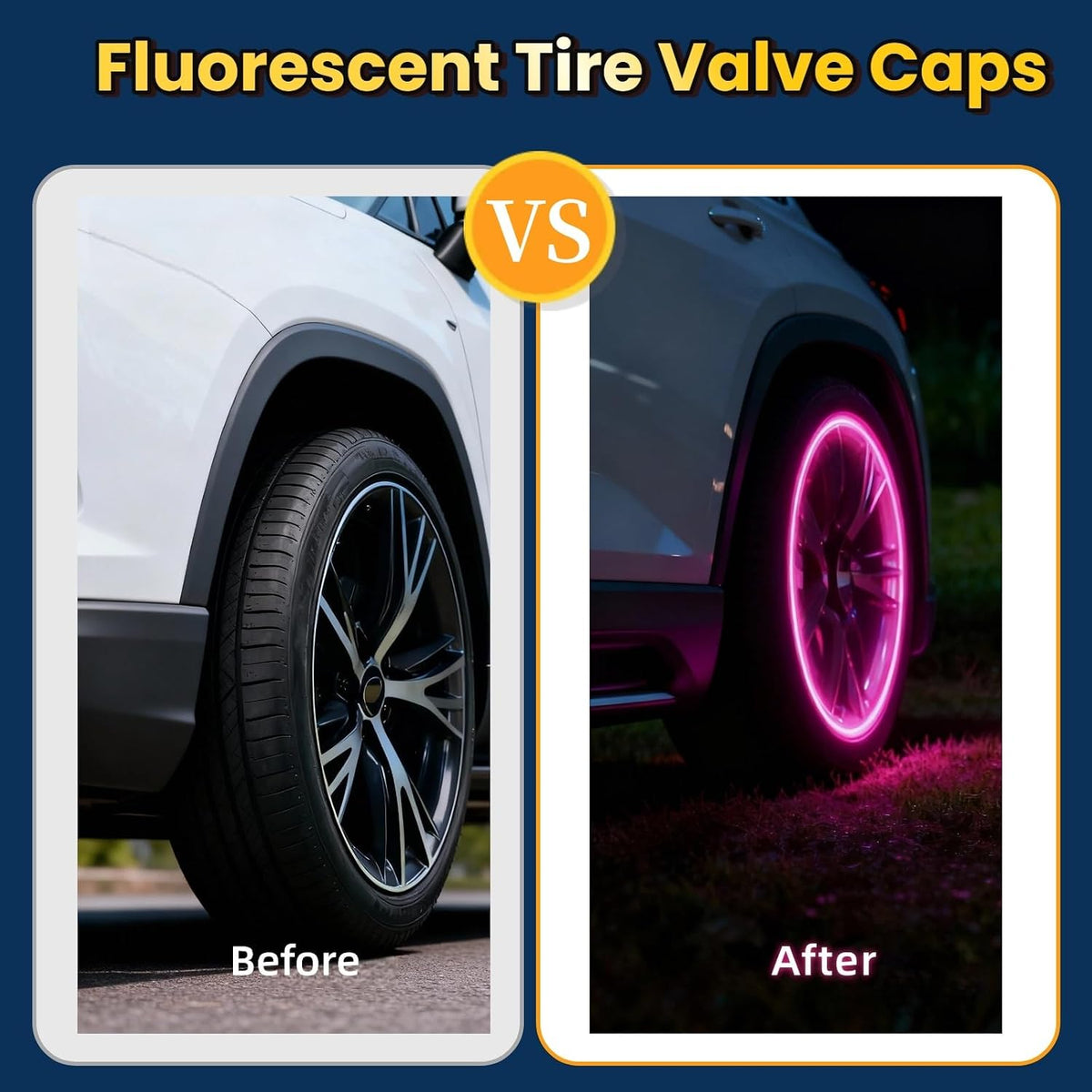 20 Pcs Glow in The Dark Tire Valve Caps (Pink)